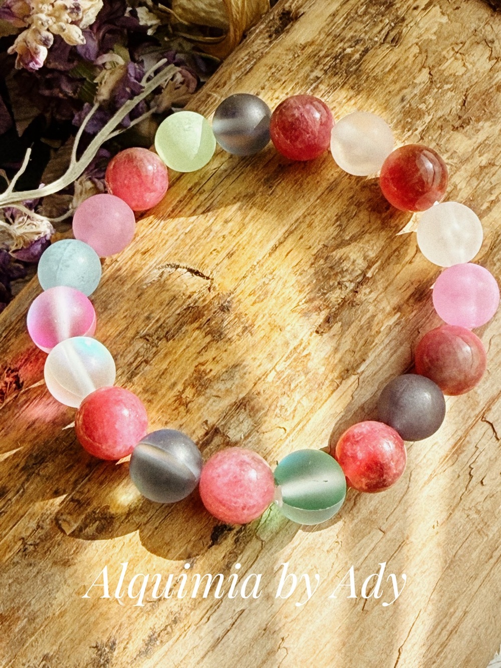 MAGENTA Multicolor glass and Tourmaline Bead Bracelet | cool layers